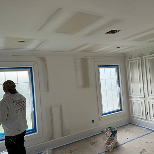 Freshly painted living room in a residential Babylon NY home