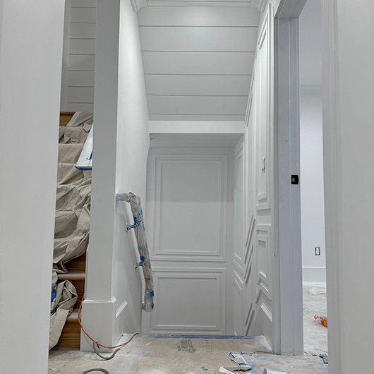 Freshly painted Long Island NY living room in soft neutral colors