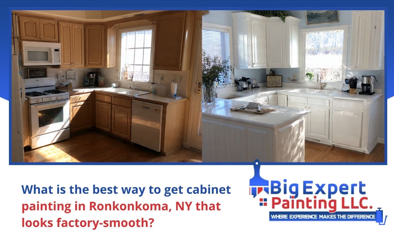 Cabinet painting in Ronkonkoma, NY transforming a bright kitchen