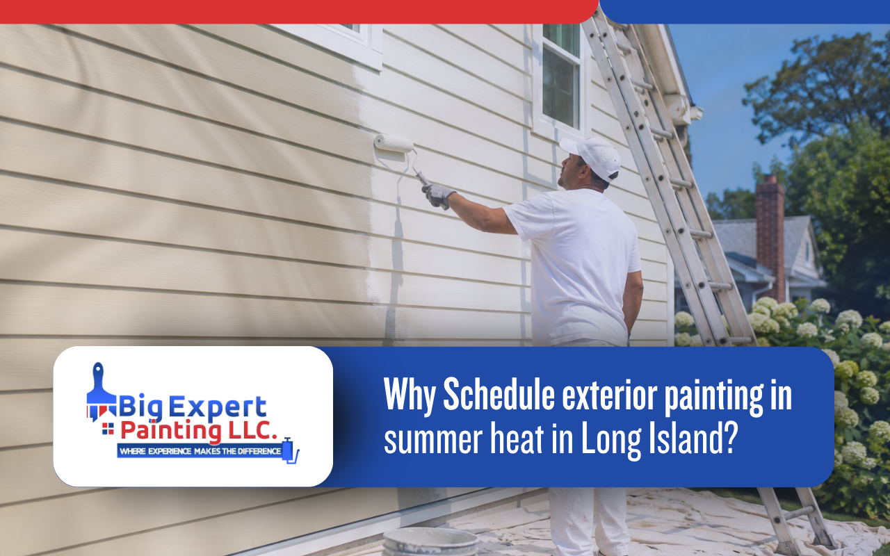 exterior painting in summer heat in Long Island on home siding