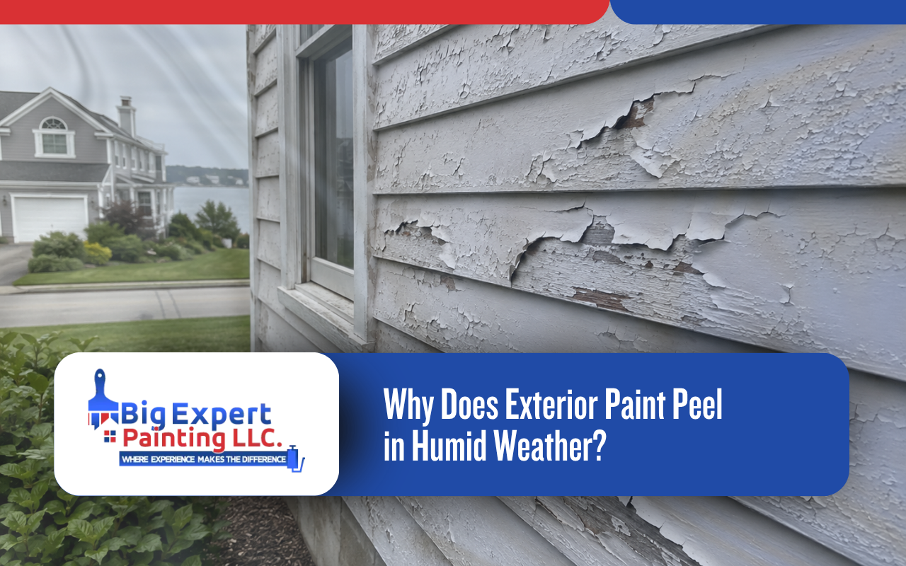 why exterior paint peels in Long Island humidity on damaged home siding