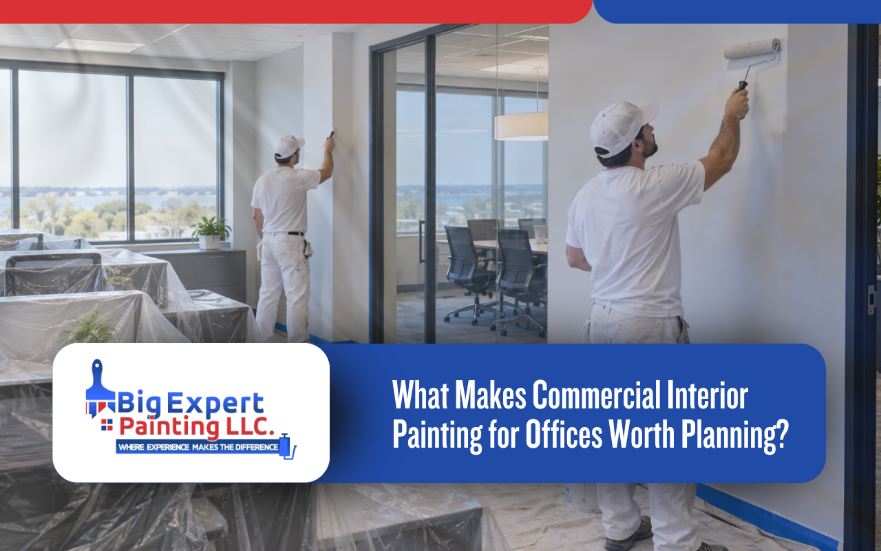 commercial interior painting for offices in a Long Island workspace