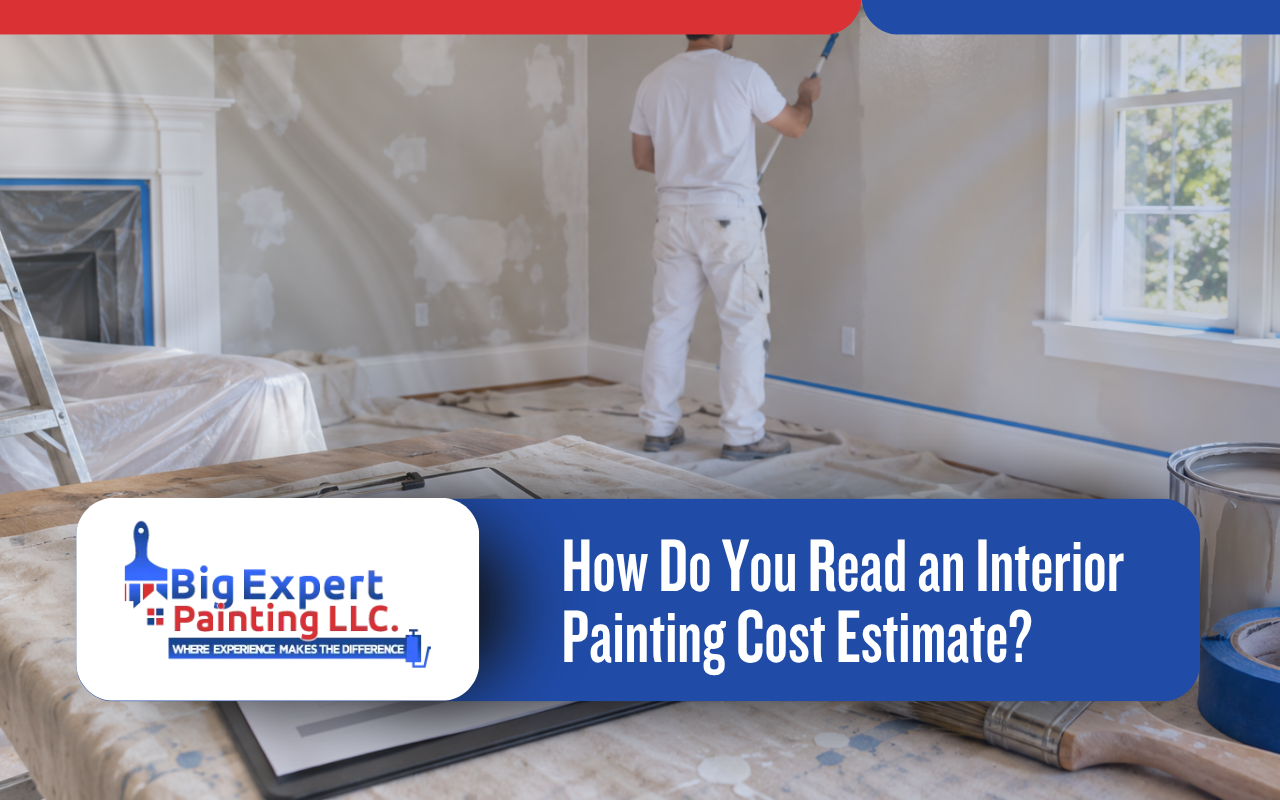 Itemized interior painting cost estimate listing prep, coats, and trim