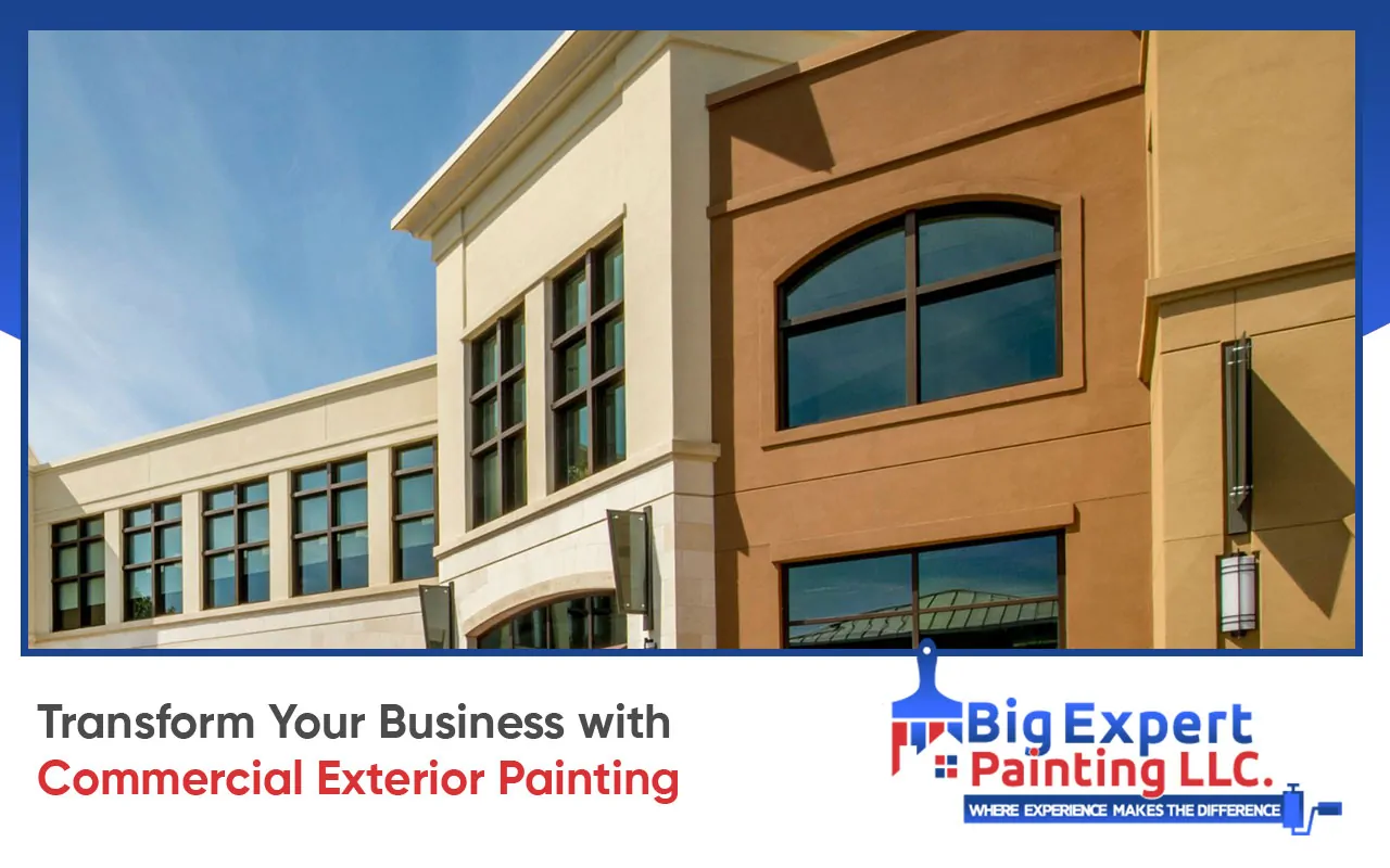 Professional commercial exterior painting transforming a building with a modern and vibrant finish.