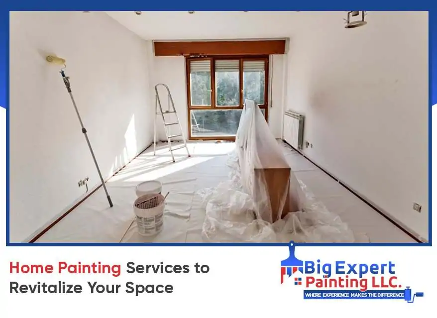 Professional home painting services transforming a living room with soft neutral tones.