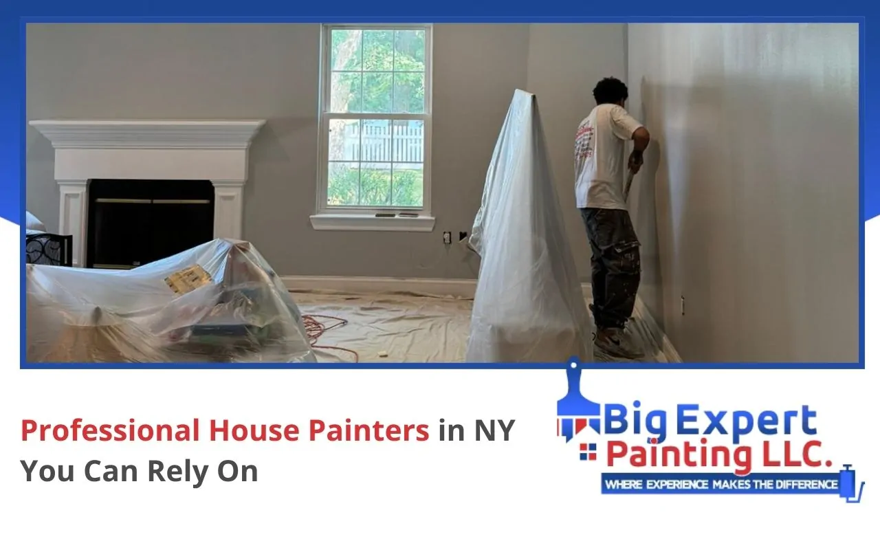 Professional house painters working on a residential exterior in Amityville, NY