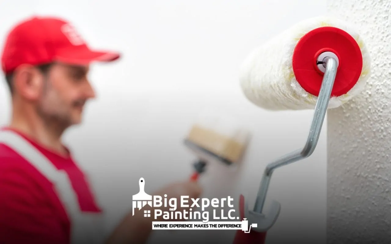 Exterior house painters working on a two-story home in Babylon, NY