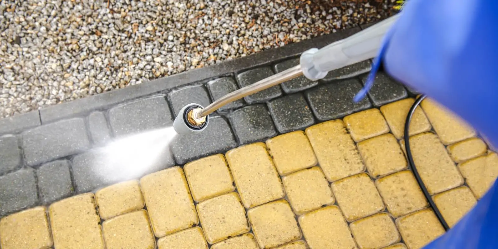 Commercial building being cleaned with expert power washing in Long Island, NY.