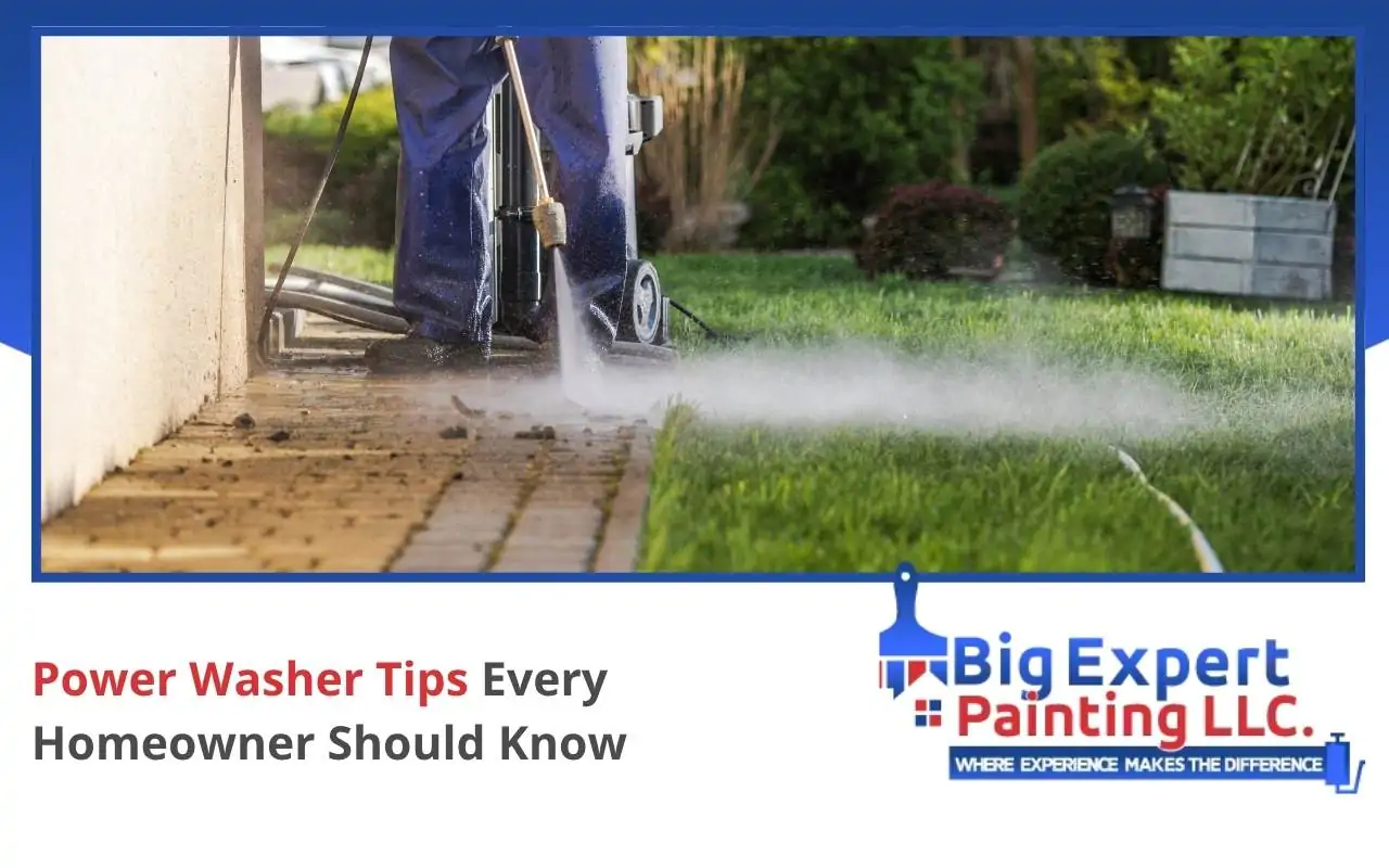 Professional cleaning exterior wall with high-pressure washer