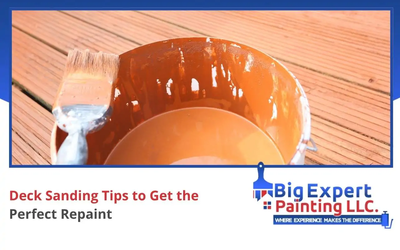 Collection of paints and stains for repainting a wood deck