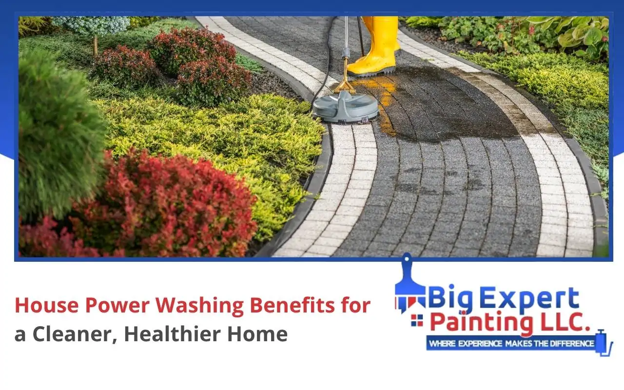 Power washing service being performed on a home in Long Island