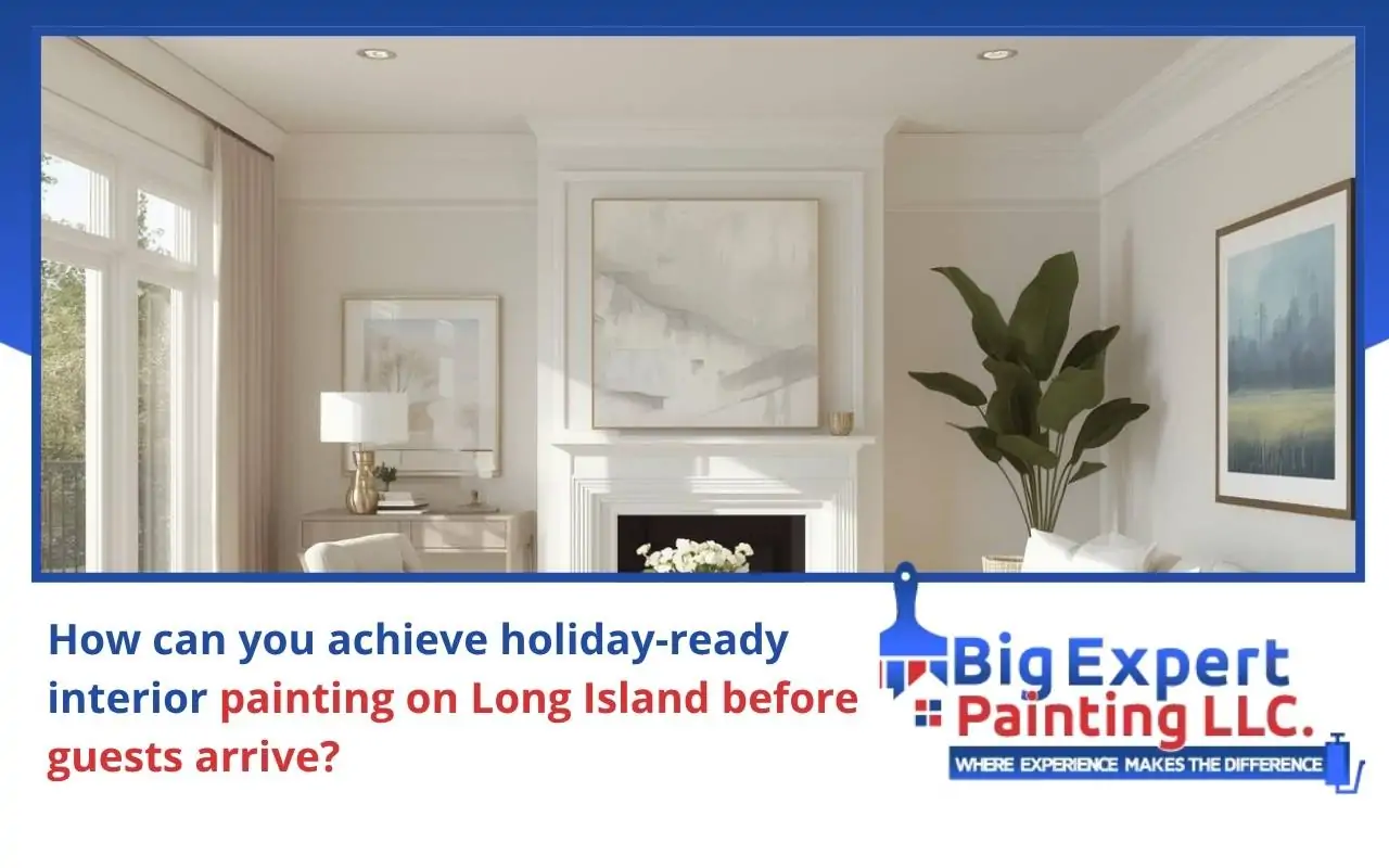 Living room makeover with holiday-ready interior painting Long Island