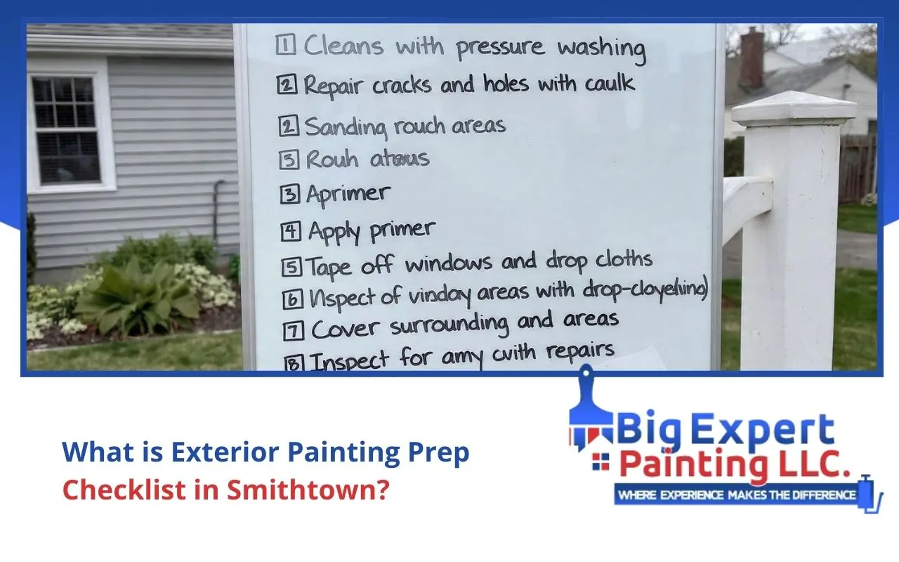 Exterior Painting Prep Checklist in Smithtown showing step-by-step prep tasks before painting