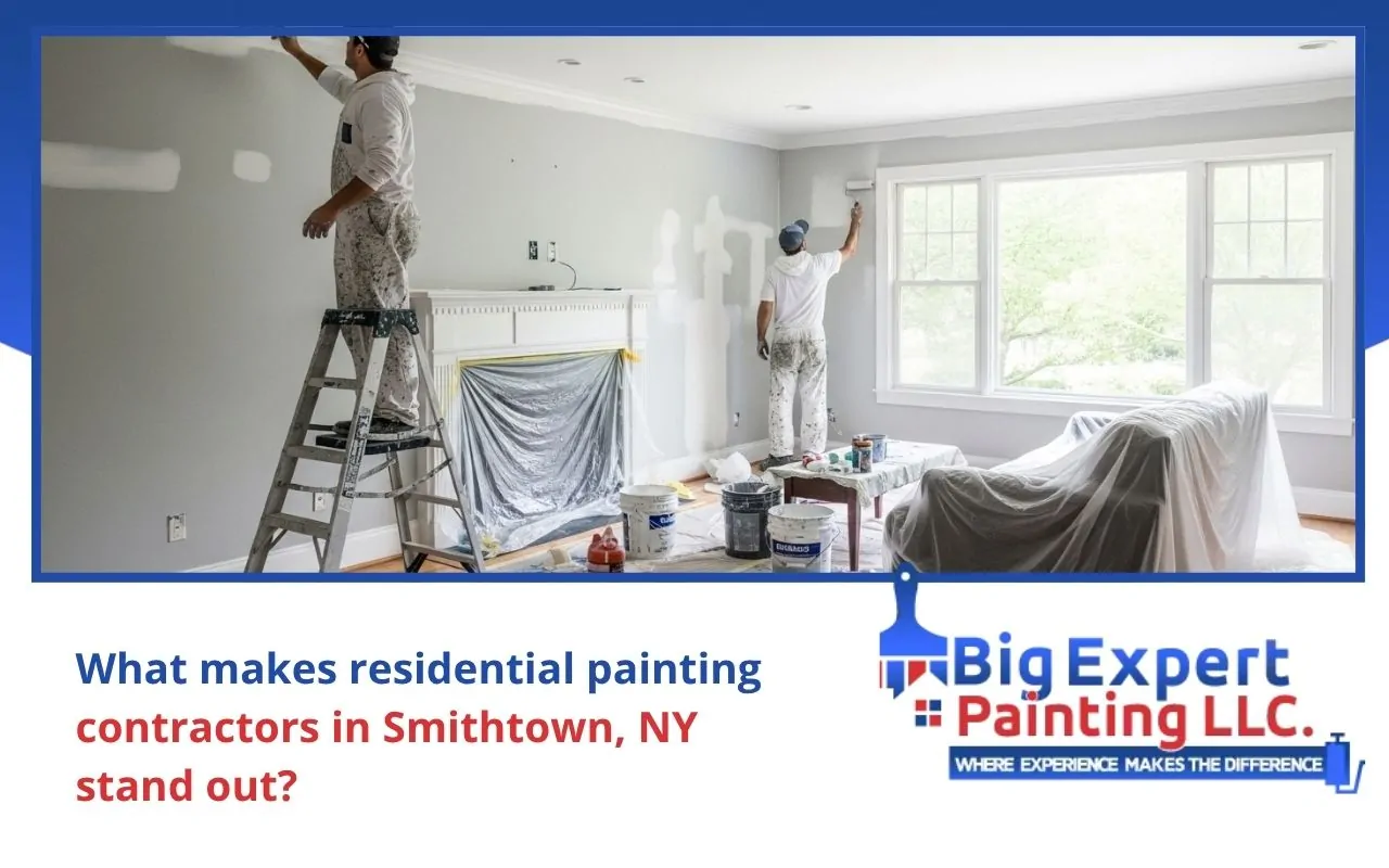 residential painting contractors in Smithtown, NY refreshing a bright living room