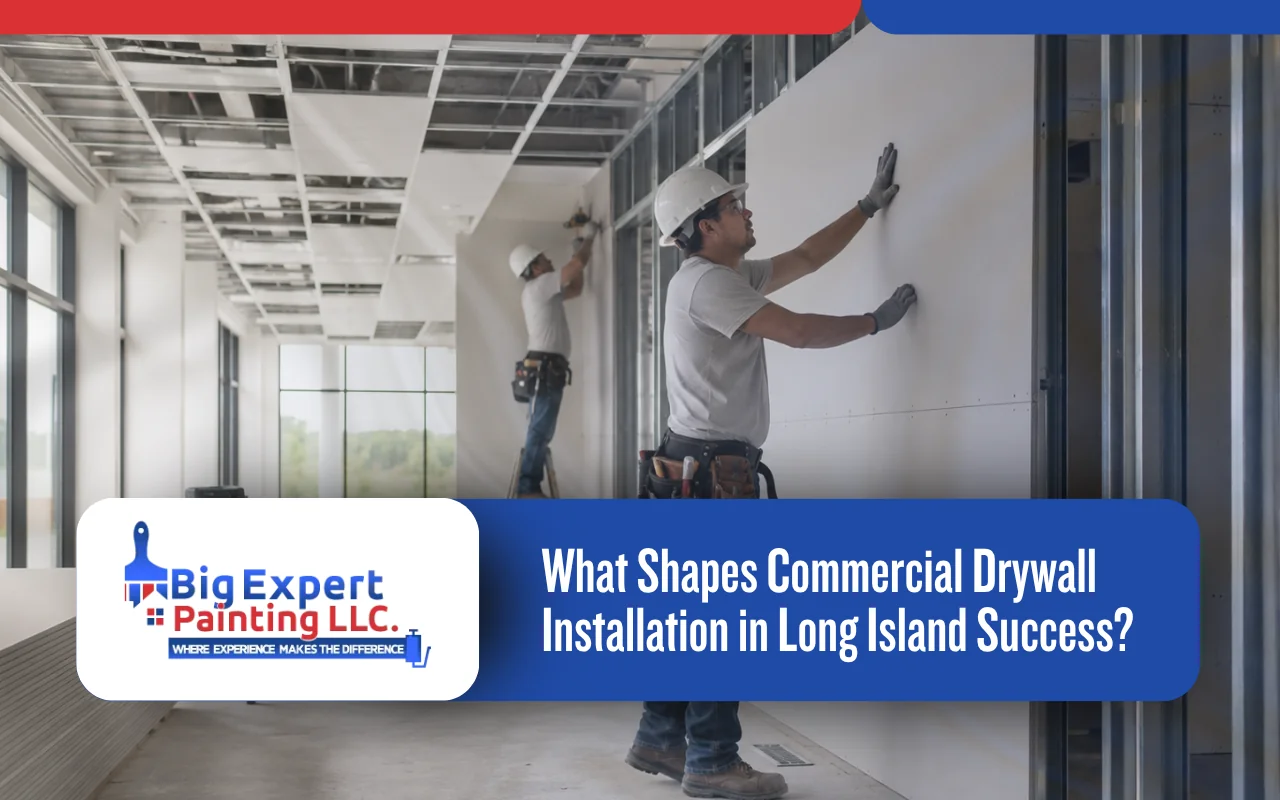 Commercial drywall installation in Long Island for a modern office interior
